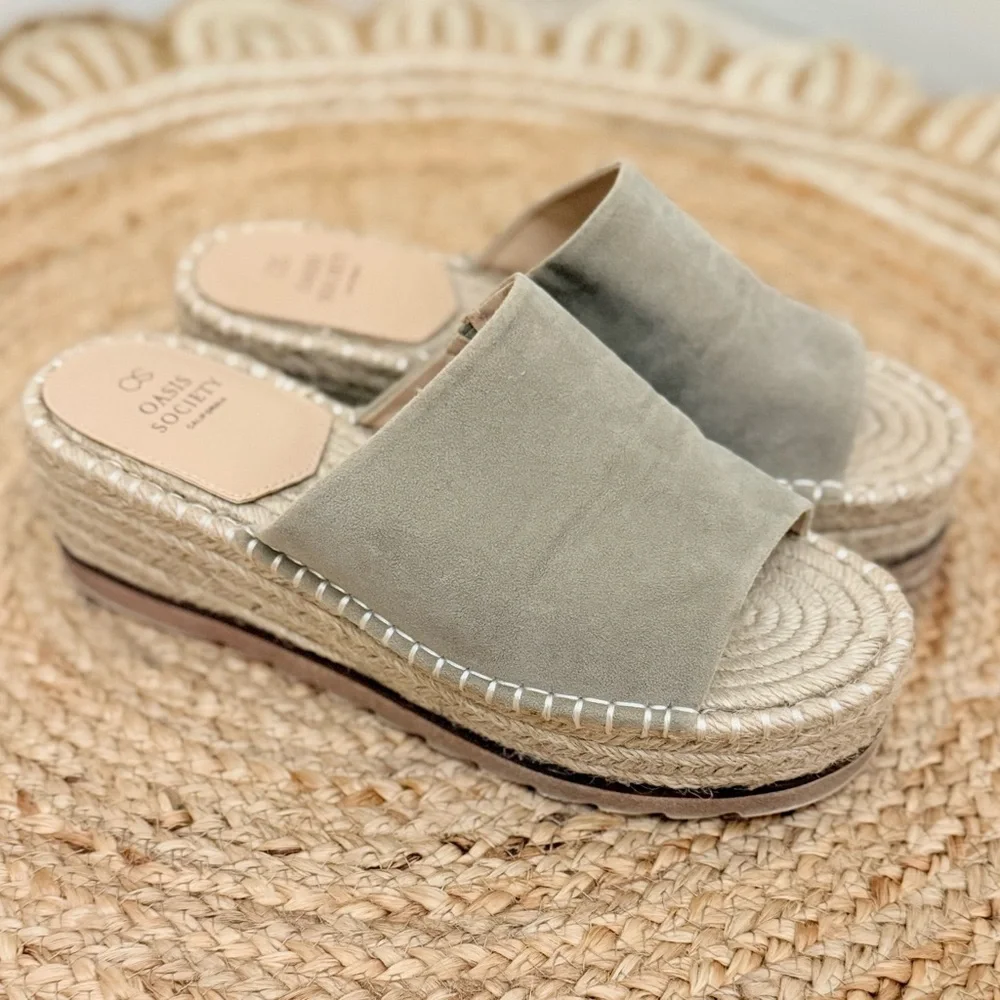 🌾 Oasis Society of‎ California Platform Espadrille Slide in Stone